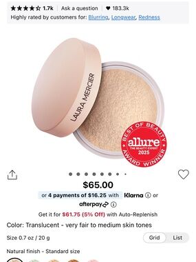 laura mercier Translucent Setting Powder - Soft Beige Compact